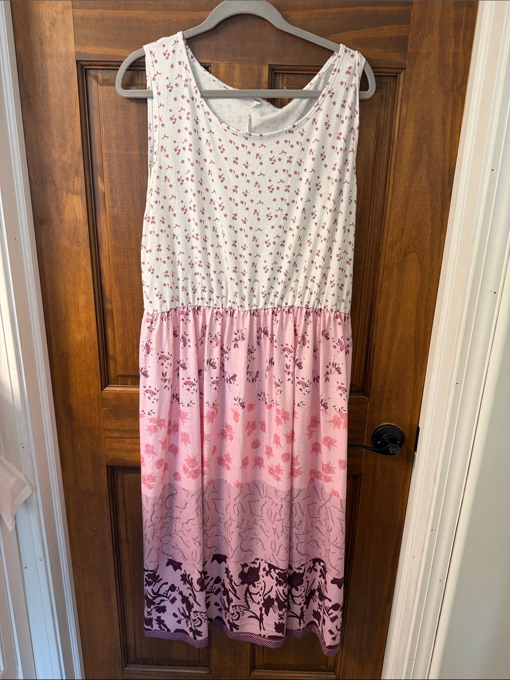 Source Unknown White and Pink Floral Ombre Maxi Dress